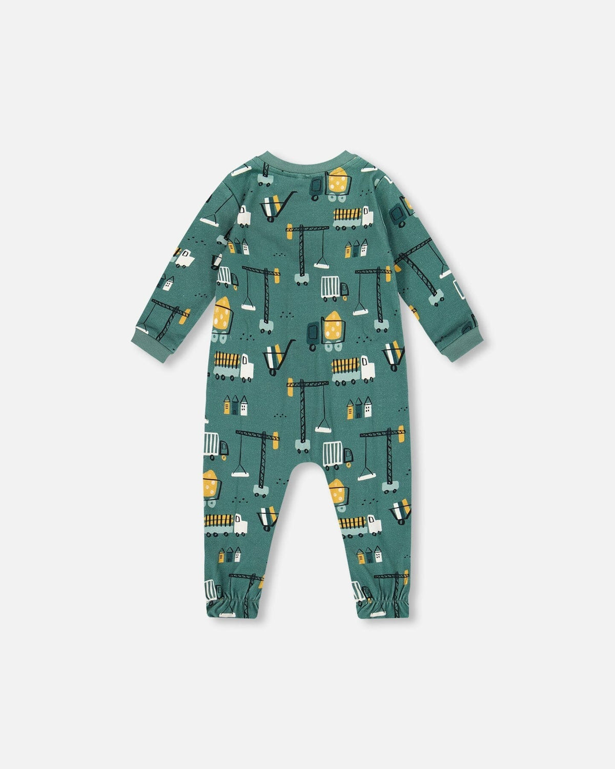 One-Piece Organic Cotton Teal Construction Print Footie Clothing - Infant deux par deux