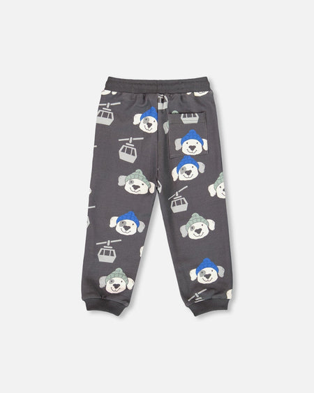Grey Fleece Pullover Sweatshirt + Sweat Pant Set - Dogs with Beanie Clothing - Boys Outfits deux par deux