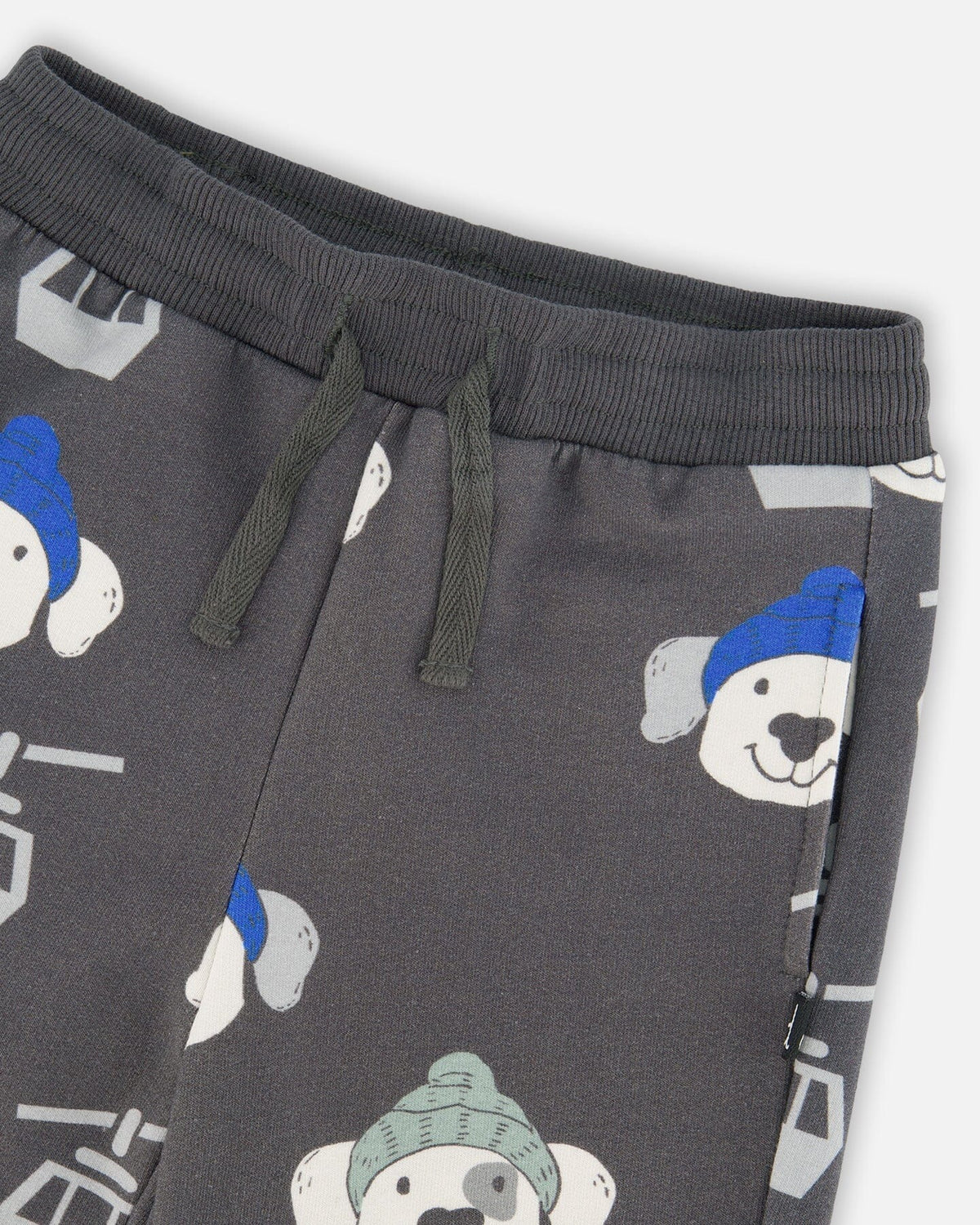 Grey Fleece Pullover Sweatshirt + Sweat Pant Set - Dogs with Beanie Clothing - Boys Outfits deux par deux
