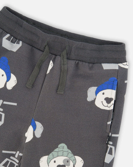 Grey Fleece Pullover Sweatshirt + Sweat Pant Set - Dogs with Beanie Clothing - Boys Outfits deux par deux
