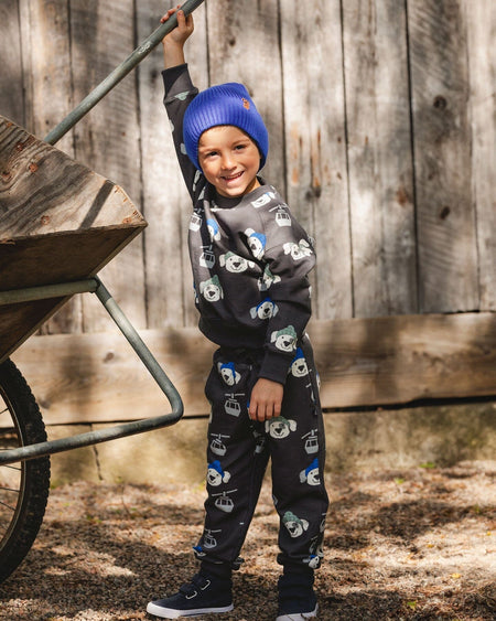 Grey Fleece Pullover Sweatshirt + Sweat Pant Set - Dogs with Beanie Clothing - Boys Outfits deux par deux