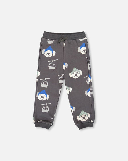 Grey Fleece Pullover Sweatshirt + Sweat Pant Set - Dogs with Beanie Clothing - Boys Outfits deux par deux