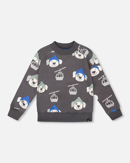 Grey Fleece Pullover Sweatshirt + Sweat Pant Set - Dogs with Beanie Clothing - Boys Outfits deux par deux