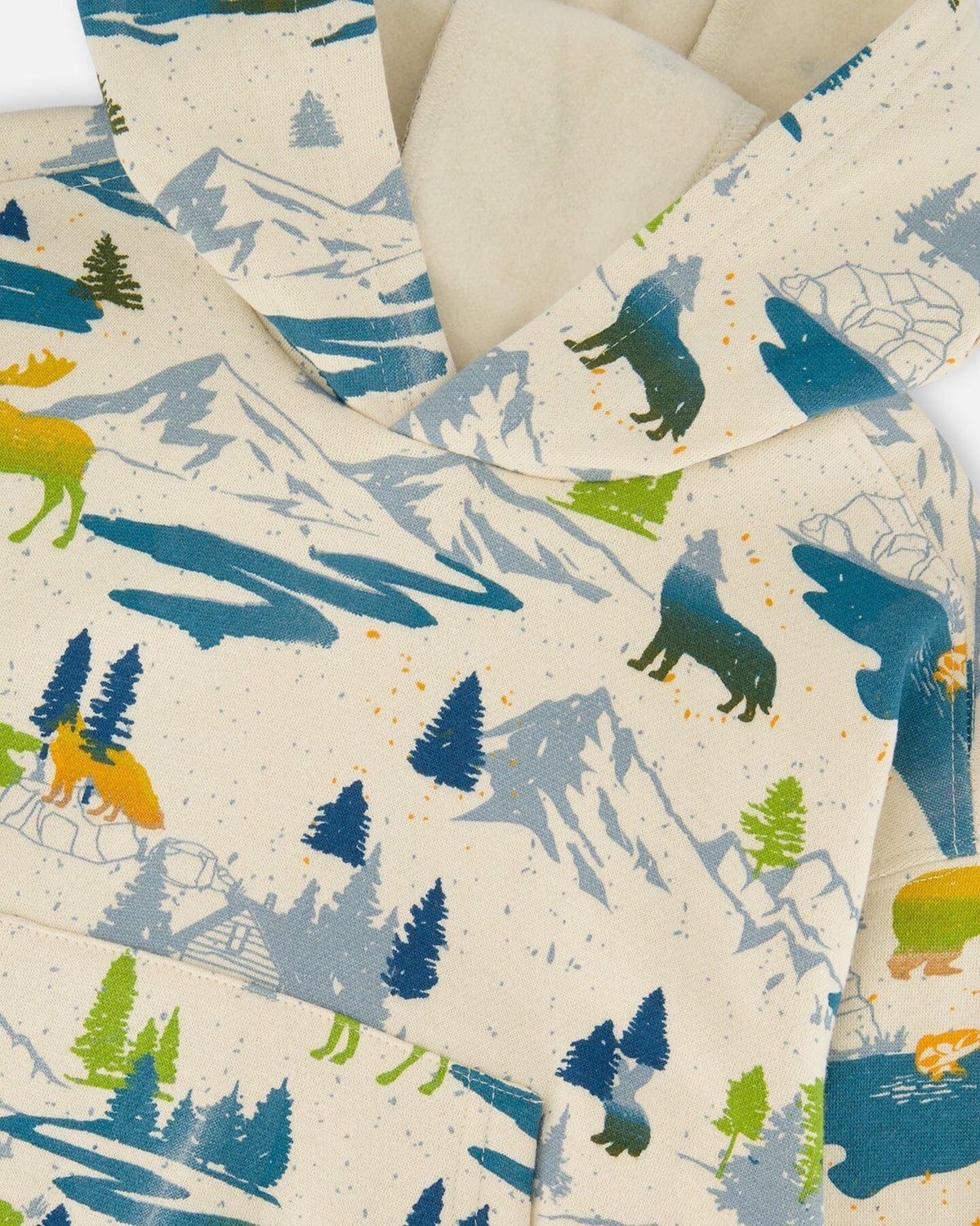 Printed Hooded Fleece Sweatshirt Beige Clothing - Boys Outfits deux par deux