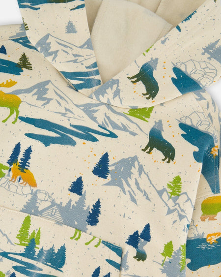 Printed Hooded Fleece Sweatshirt Beige Clothing - Boys Outfits deux par deux