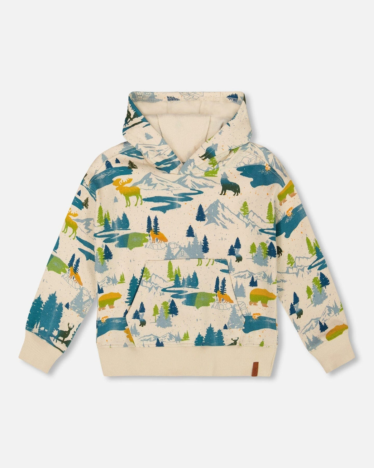 Printed Hooded Fleece Sweatshirt Beige Clothing - Boys Outfits deux par deux