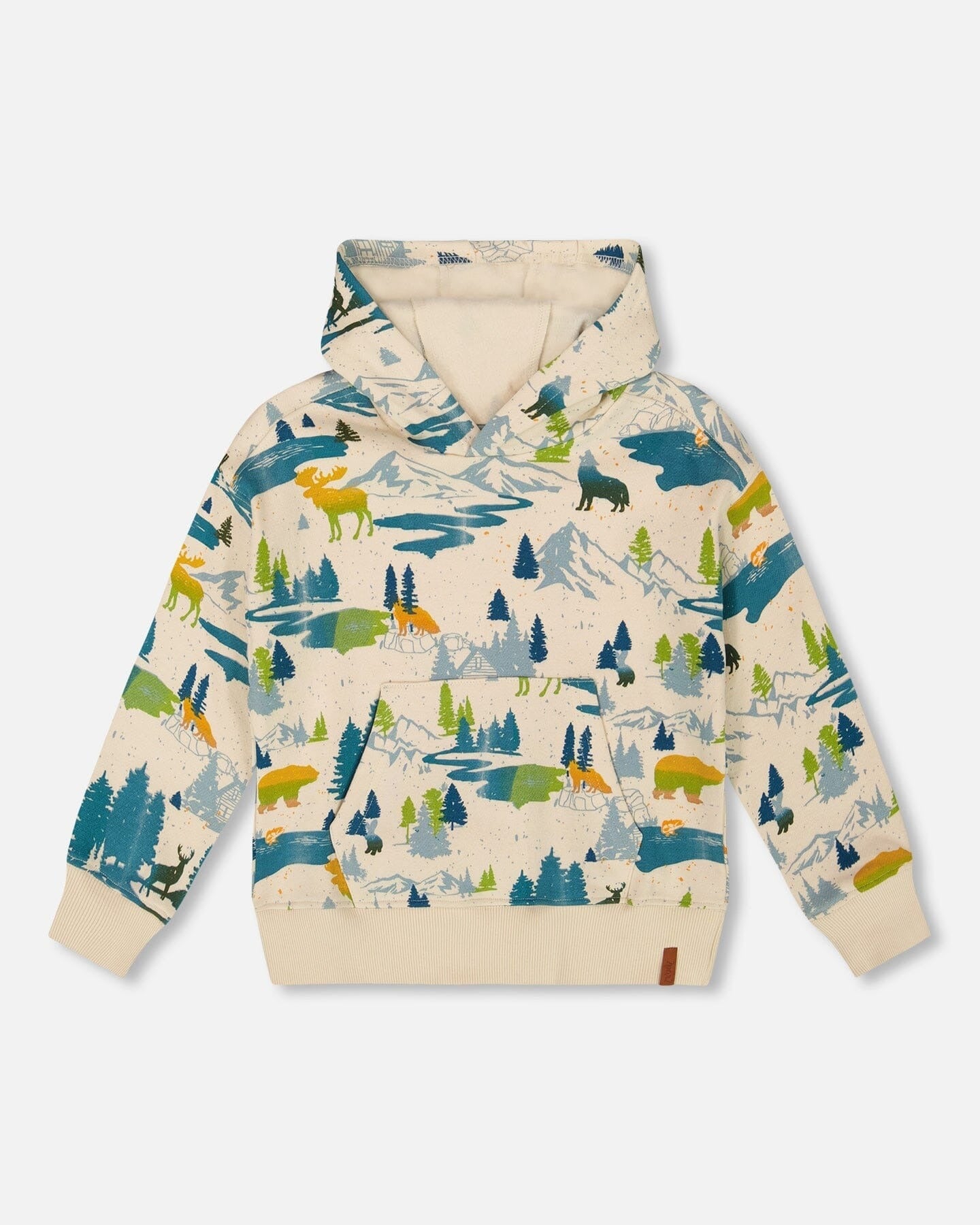 Printed Hooded Fleece Sweatshirt Beige Clothing - Boys Outfits deux par deux