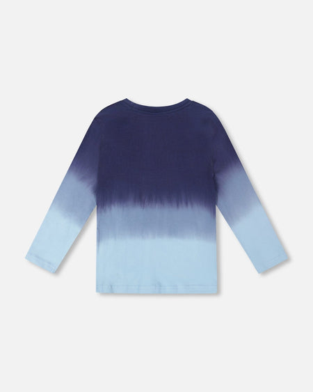 Long Sleeve Organic Cotton Gradient Jersey Tee Blue Clothing - Boys Outfits deux par deux