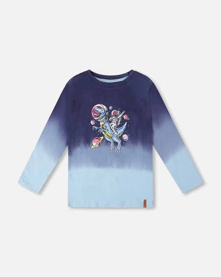 Long Sleeve Organic Cotton Gradient Jersey Tee Blue Clothing - Boys Outfits deux par deux