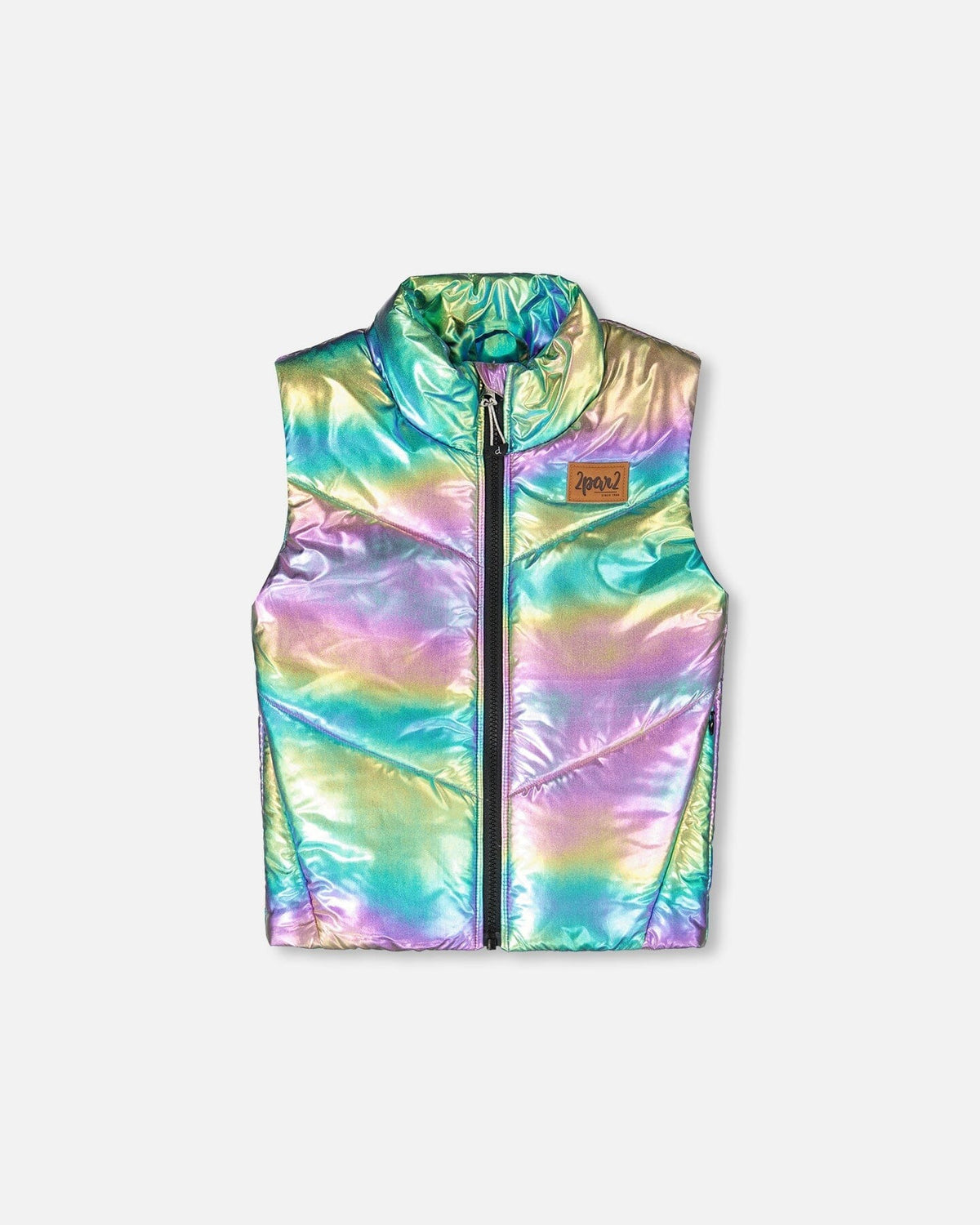 Quilted Mid-Season Sleeveless Vest Metallic Multicolor Jackets deux par deux