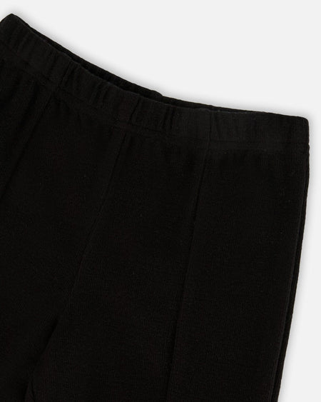 Ribbed Leggings Bootleg With Slit Black Clothing - Girls Outfits deux par deux
