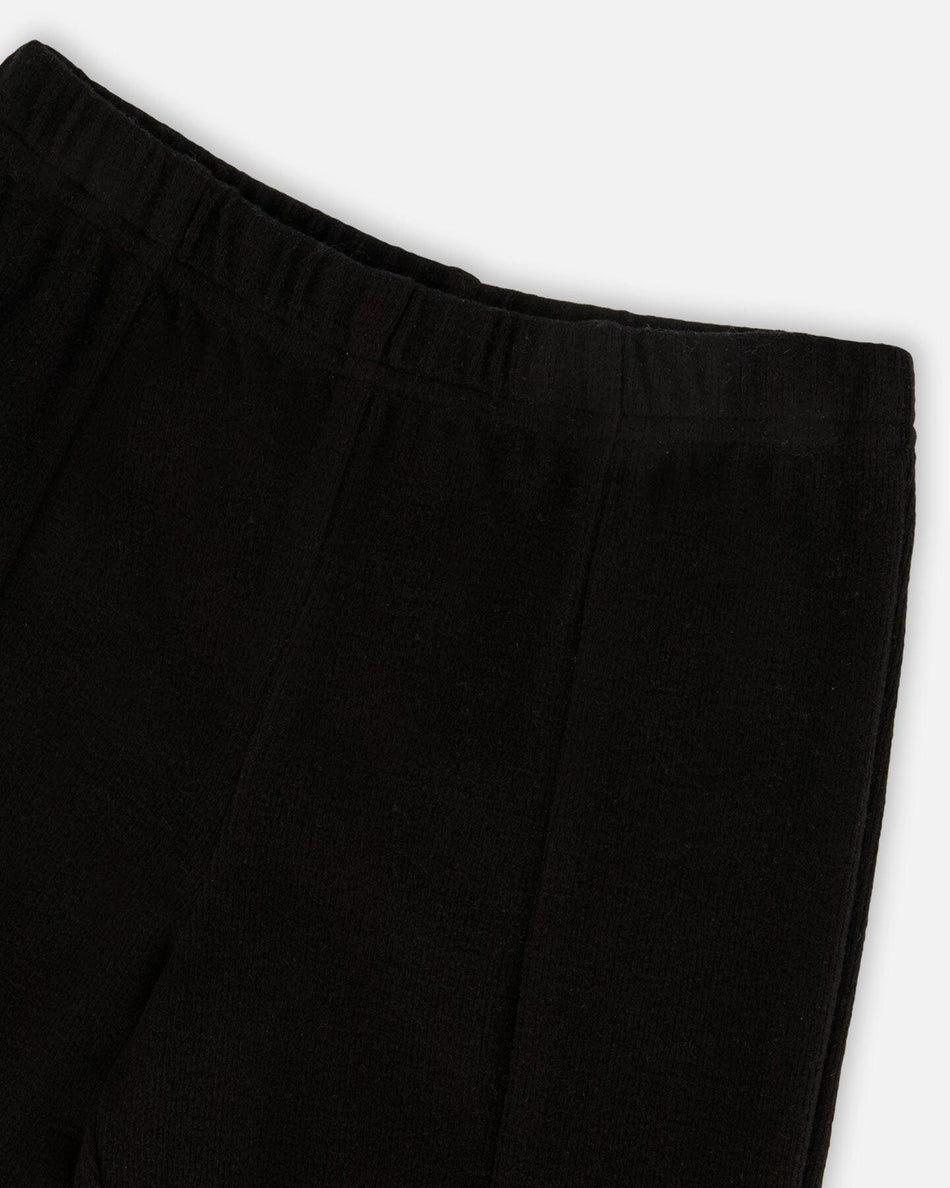 Ribbed Leggings Bootleg With Slit Black