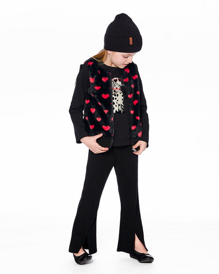 Ribbed Leggings Bootleg With Slit Black Clothing - Girls Outfits deux par deux
