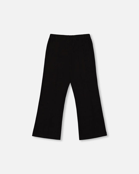 Ribbed Leggings Bootleg With Slit Black Clothing - Girls Outfits deux par deux