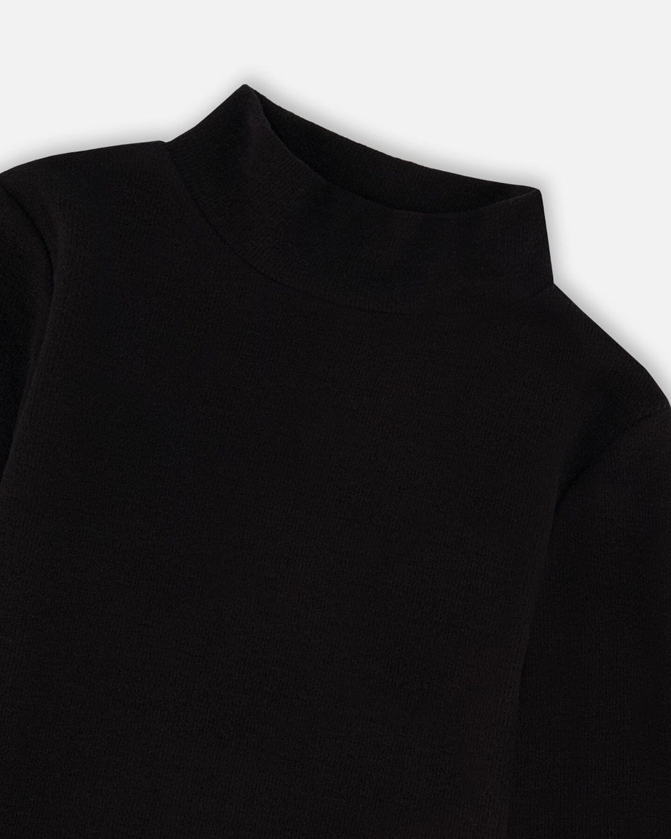 Super Soft Ribbed Mock Neck Top Black