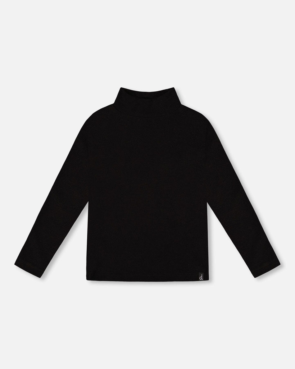 Super Soft Ribbed Mock Neck Top Black