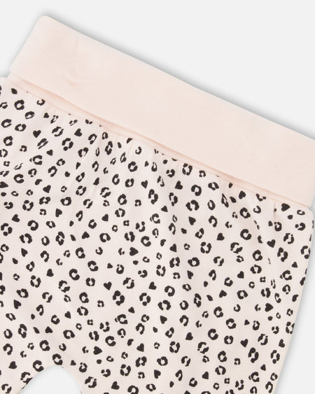 Organic Cotton Jersey Sweater And Pants Set Peach Animal Print Clothing - Infant deux par deux