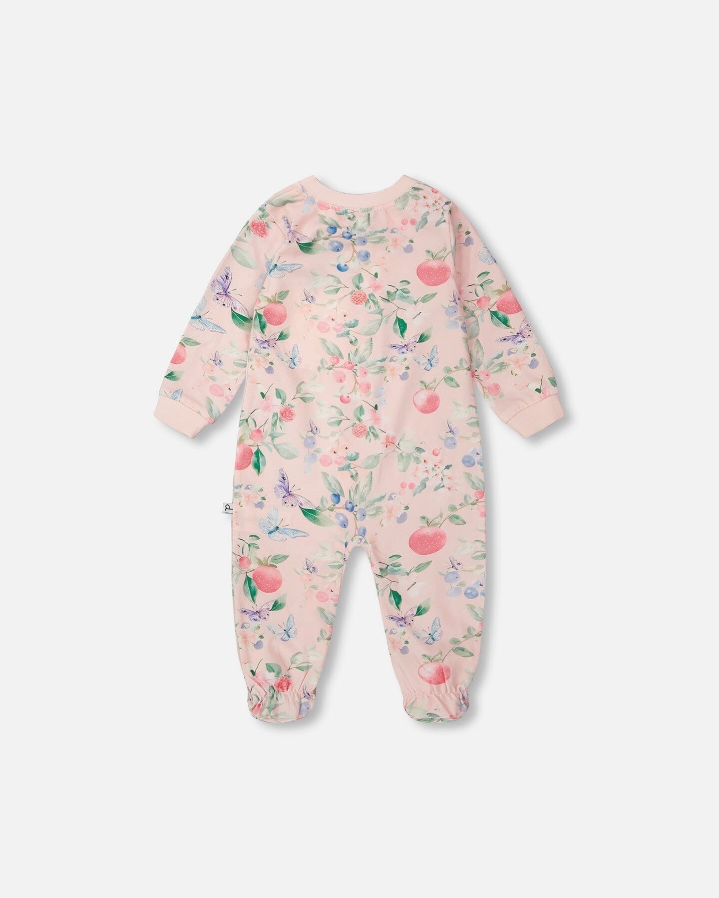 Organic Cotton Jersey One-Piece Pyjama Pink Printed Berries Footies deux par deux