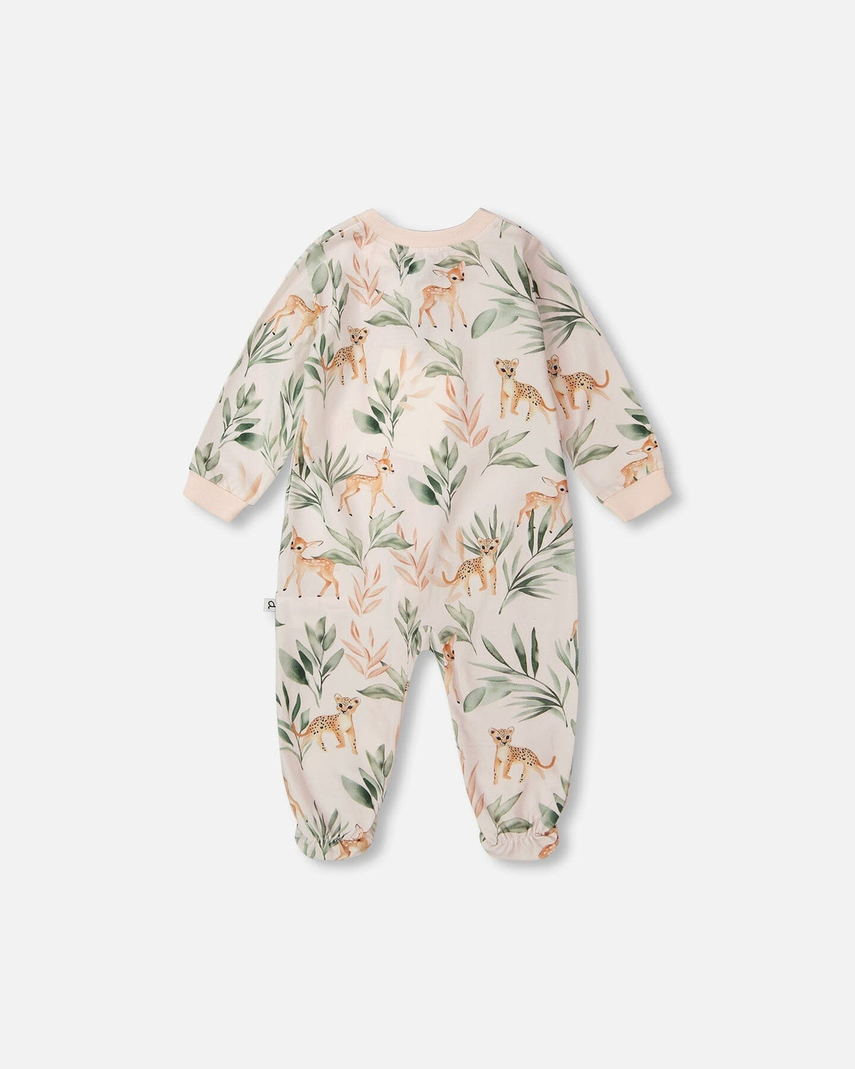 Organic Cotton Jersey One-Piece Pyjama Peach Deer Print Footies deux par deux
