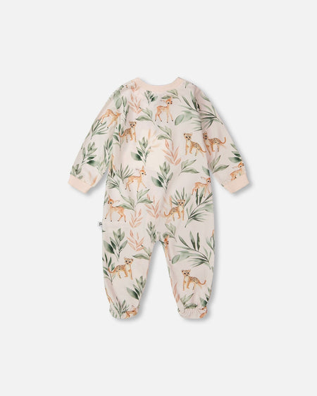 Organic Cotton Jersey One-Piece Pyjama Peach Deer Print Footies deux par deux