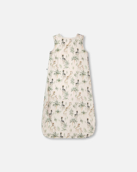 Organic Cotton Jersey Muslin Sleep Sack Beige Zebra Print Sleep Bags deux par deux