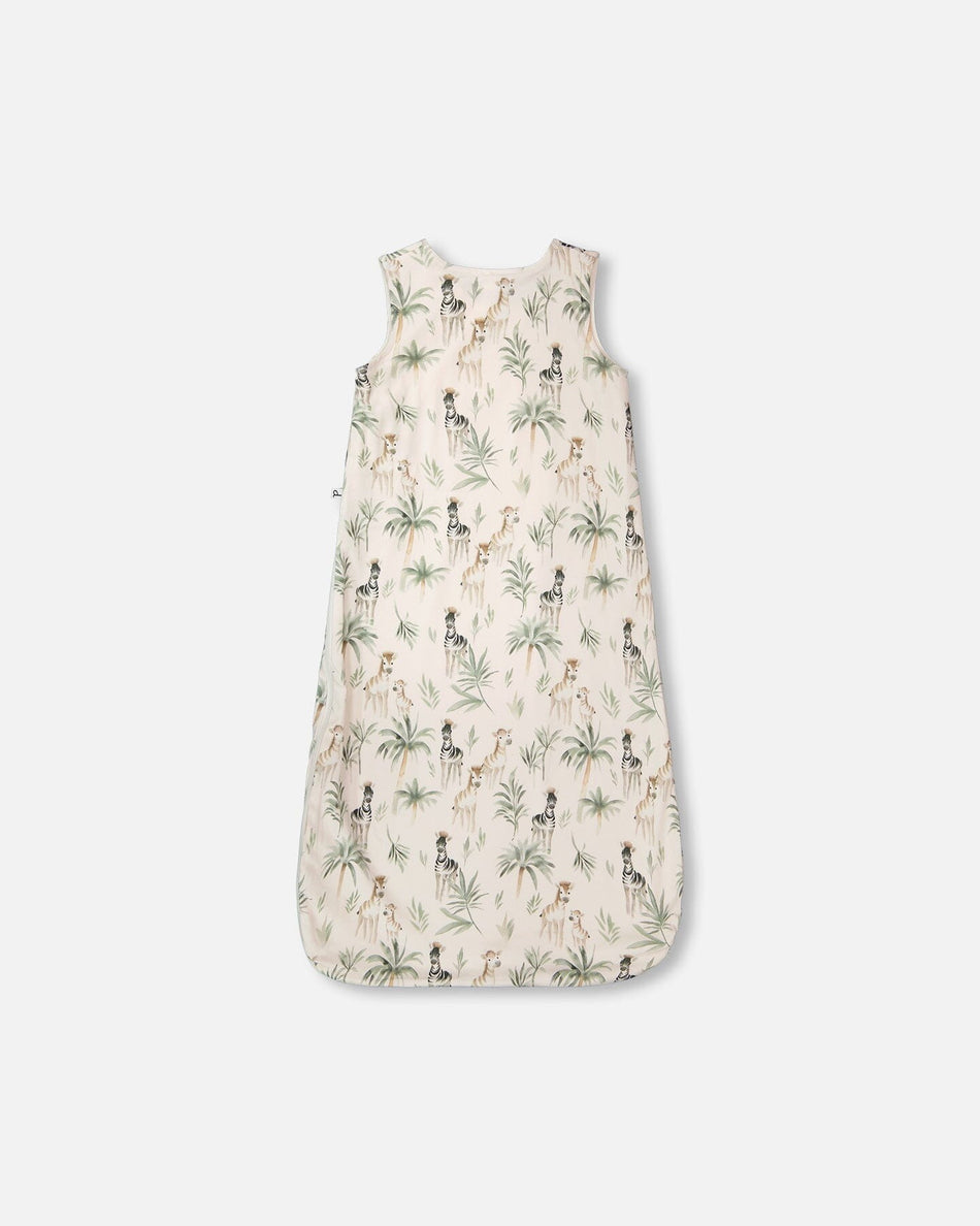 Organic Cotton Jersey Muslin Sleep Sack Beige Zebra Print Sleep Bags deux par deux
