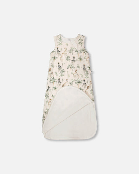 Organic Cotton Jersey Muslin Sleep Sack Beige Zebra Print Sleep Bags deux par deux