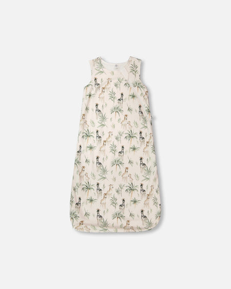 Organic Cotton Jersey Muslin Sleep Sack Beige Zebra Print Sleep Bags deux par deux