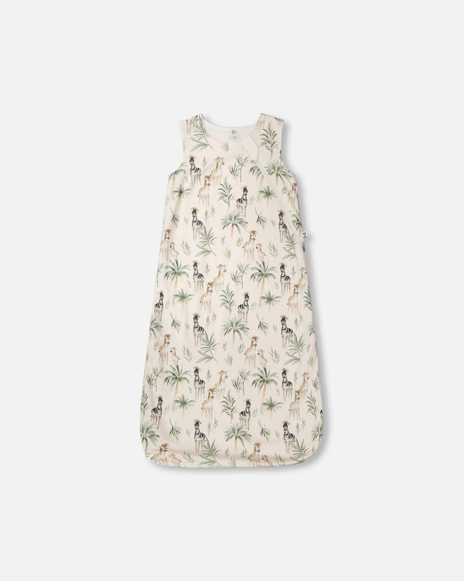Organic Cotton Jersey Muslin Sleep Sack Beige Zebra Print Sleep Bags deux par deux