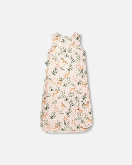 Organic Cotton Jersey Muslin Sleep Sack Peach Deer Print Sleep Bags deux par deux