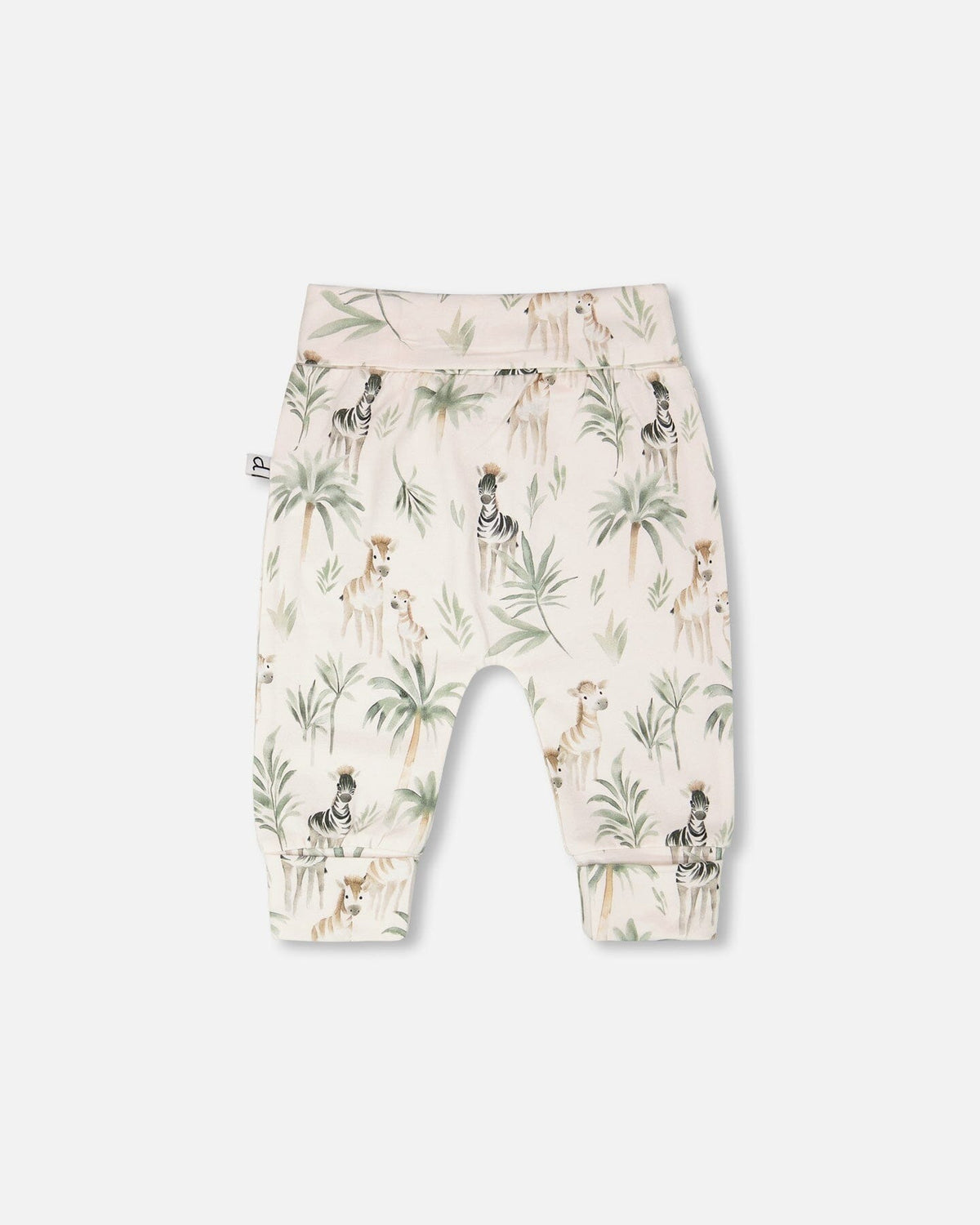 Organic Cotton Jersey Evolutive Pants Beige Zebra Print Pants deux par deux