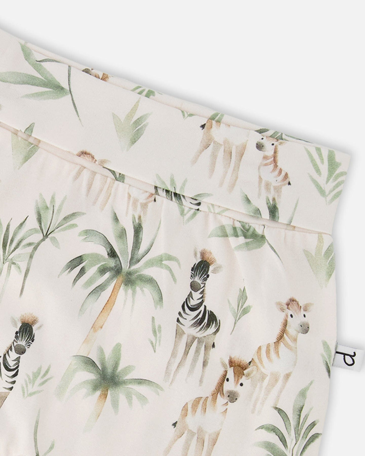 Organic Cotton Jersey Evolutive Pants Beige Zebra Print Pants deux par deux