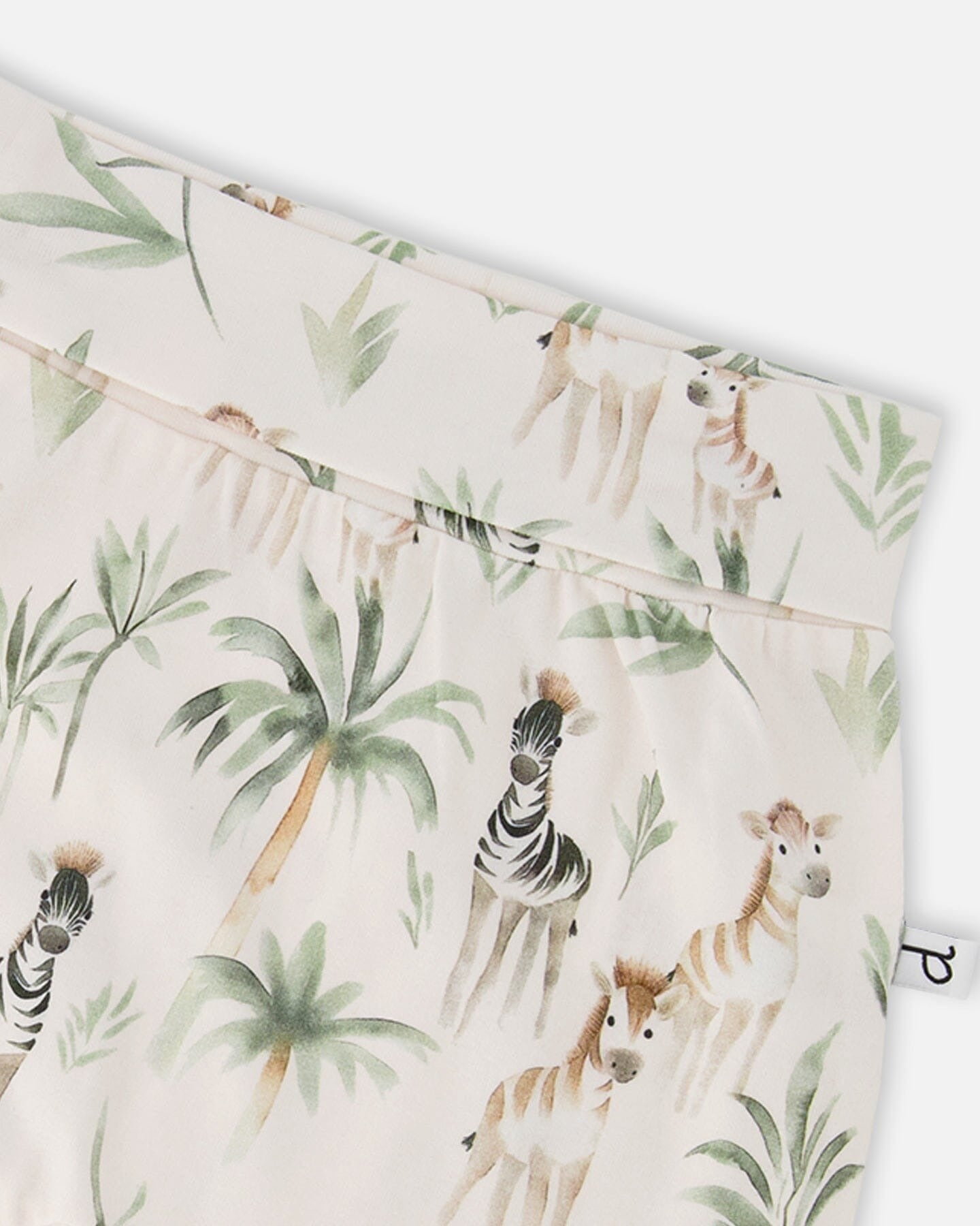 Organic Cotton Jersey Evolutive Pants Beige Zebra Print Pants deux par deux