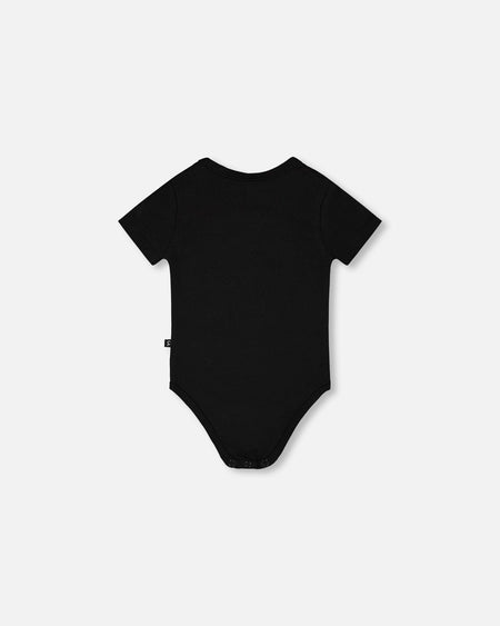 Evolutive Organic Cotton Jersey "Mister Zebra" Onesie Black Clothing - Infant deux par deux