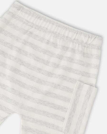 Soft Jersey Sweater And Pants Set White And Grey Stripes Clothing - Infant deux par deux