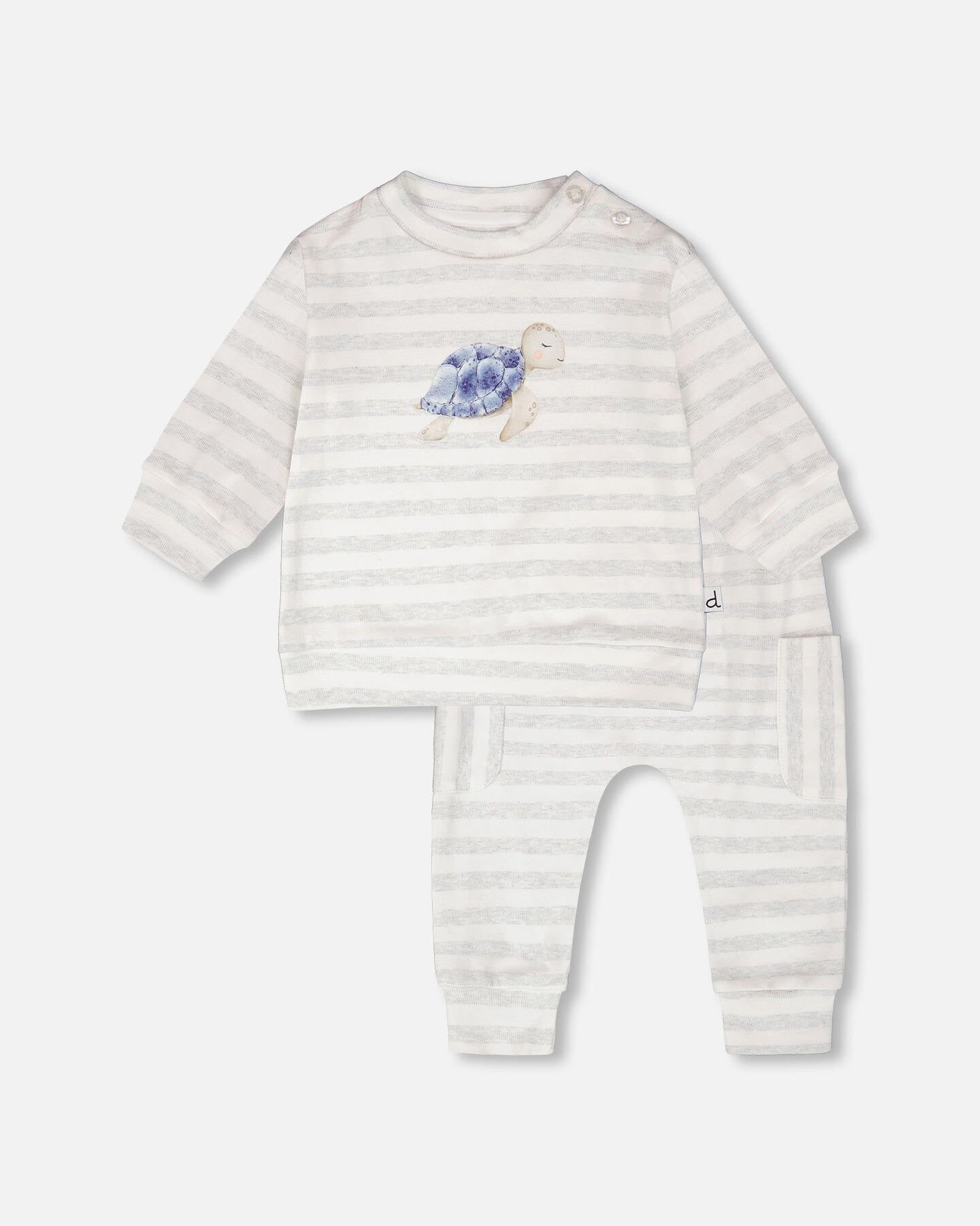 Soft Jersey Sweater And Pants Set White And Grey Stripes Clothing - Infant deux par deux