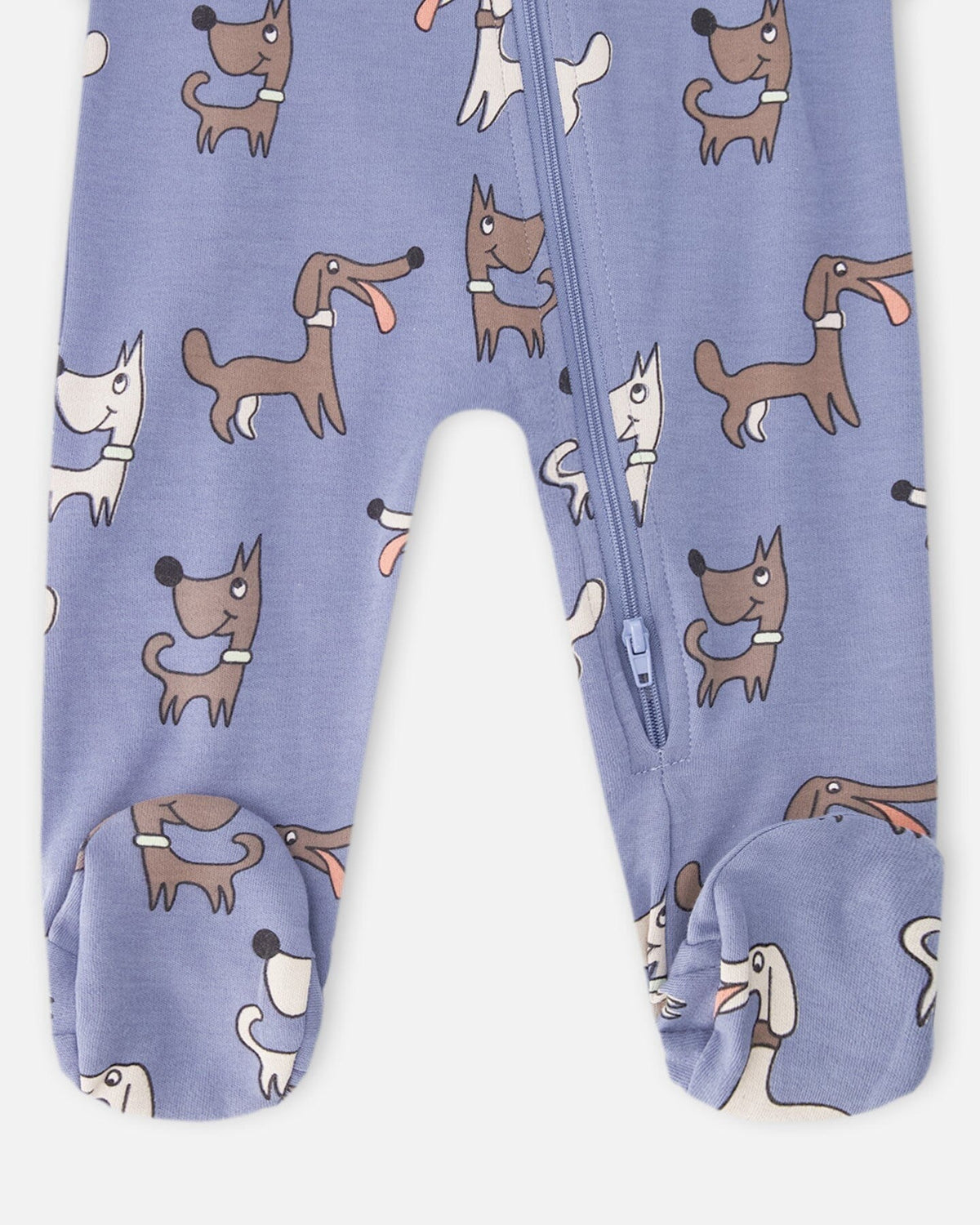 Organic Cotton Baby One-Piece Pyjama Blue Dog Print Sleep Bags deux par deux