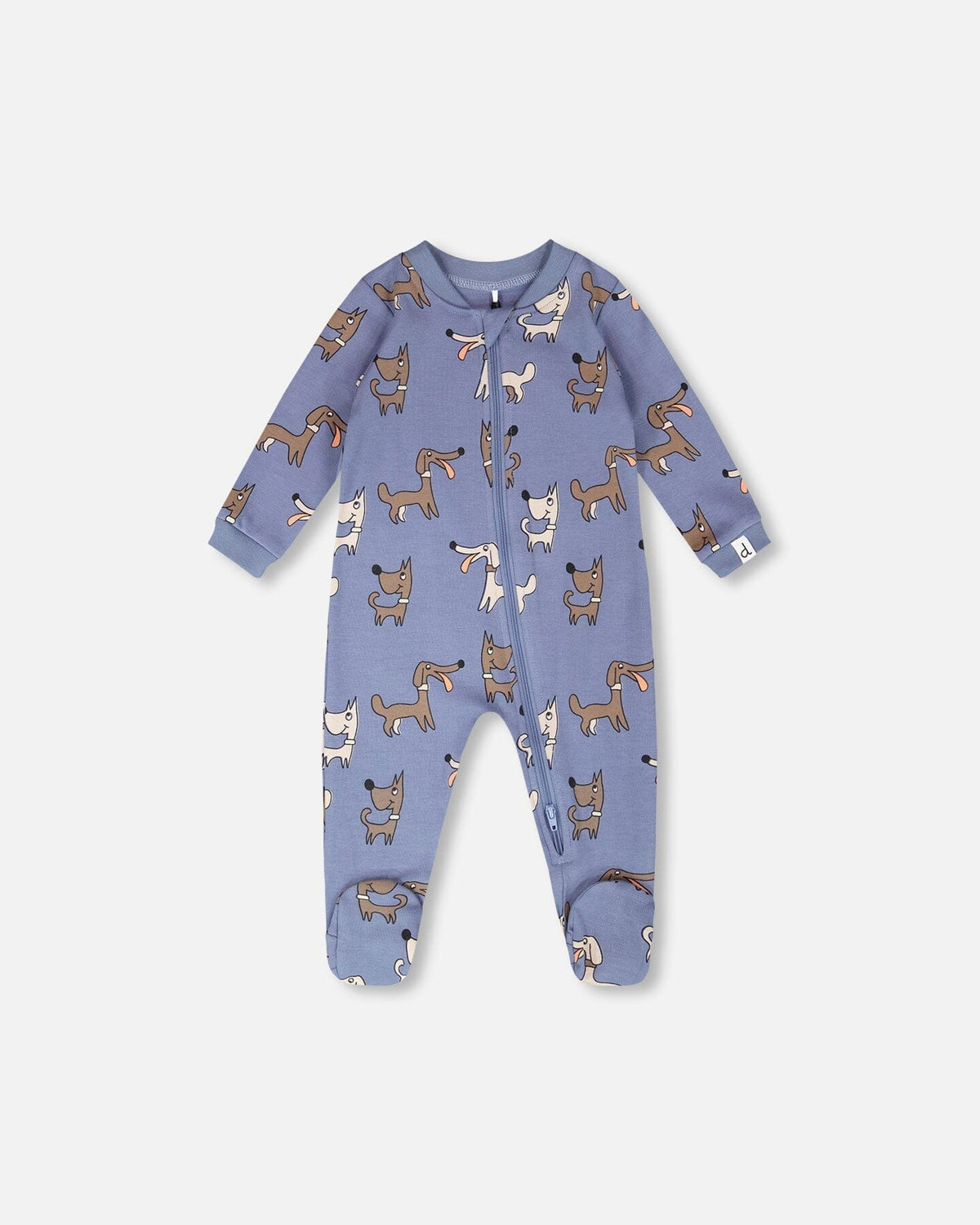 Organic Cotton Baby One-Piece Pyjama Blue Dog Print Sleep Bags deux par deux