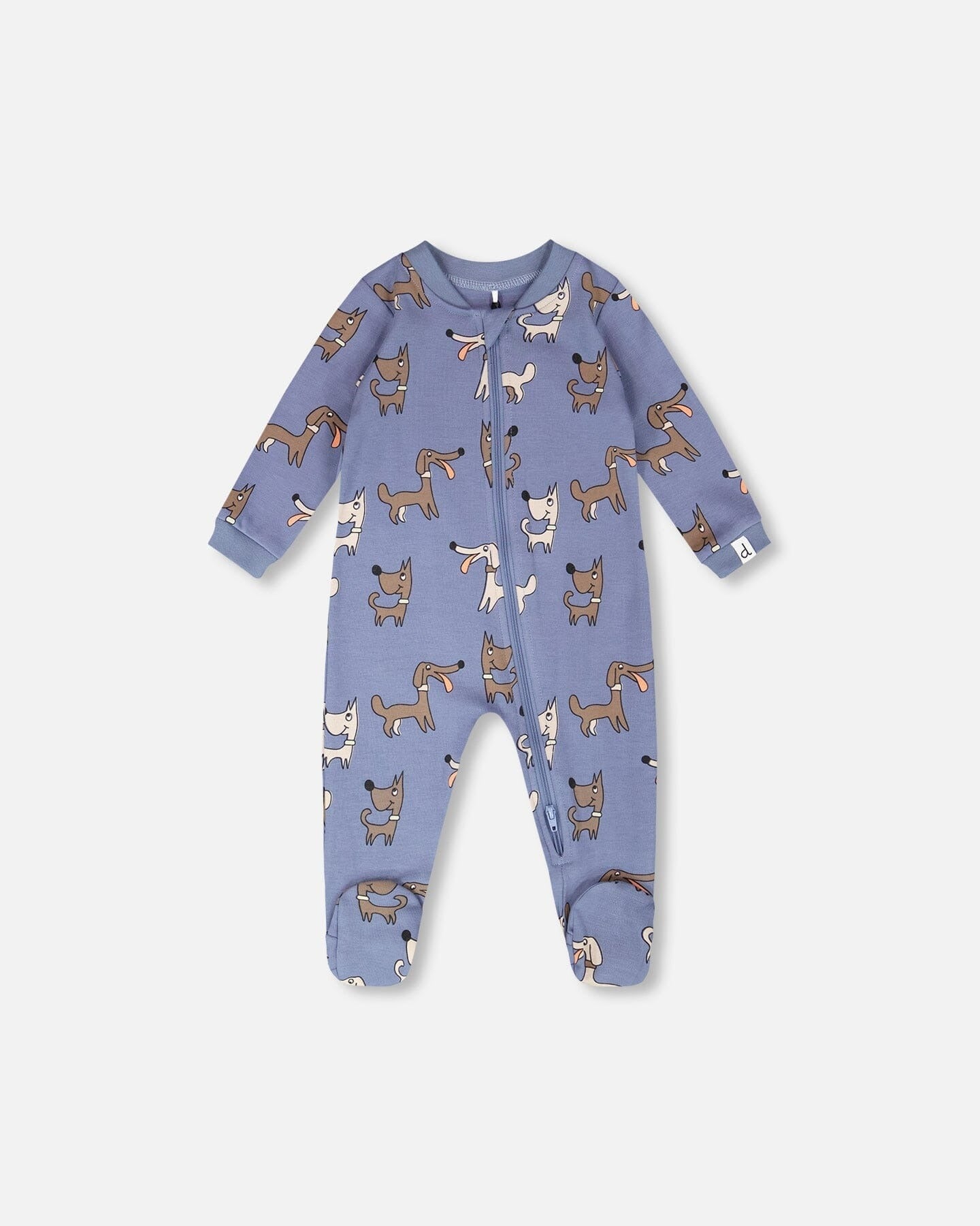 Organic Cotton Baby One-Piece Pyjama Blue Dog Print Sleep Bags deux par deux