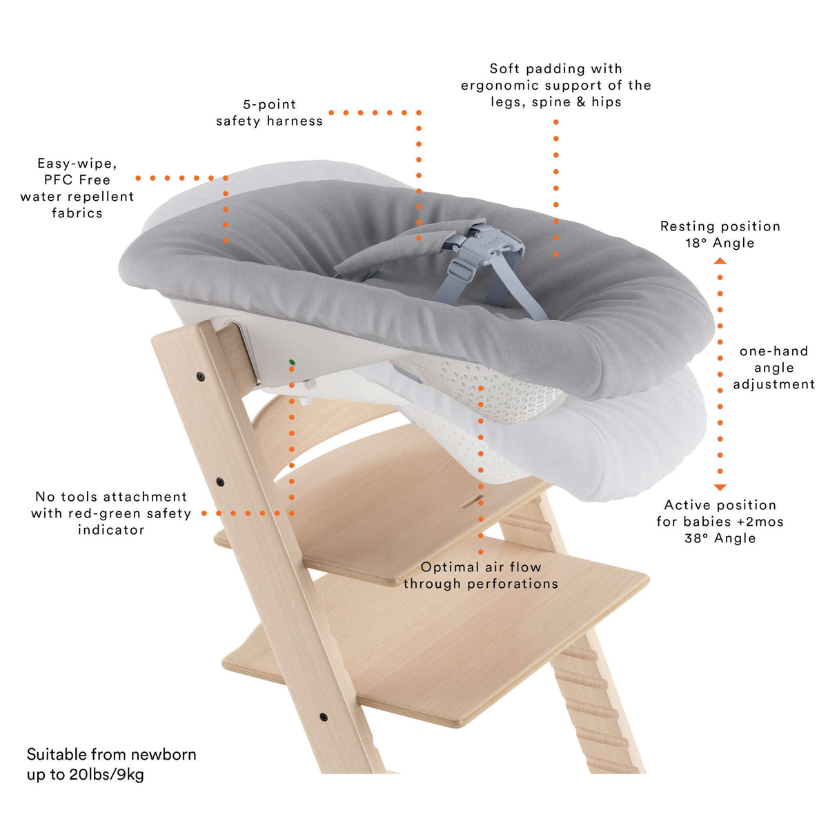 Stokke Tripp Trapp with Newborn Set High Chairs Stokke