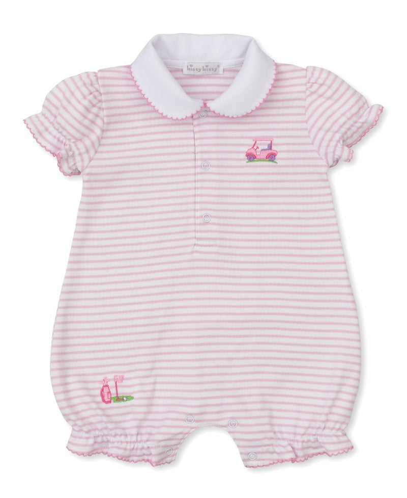 Fairway Foursome Pink Stripe Short Playsuit