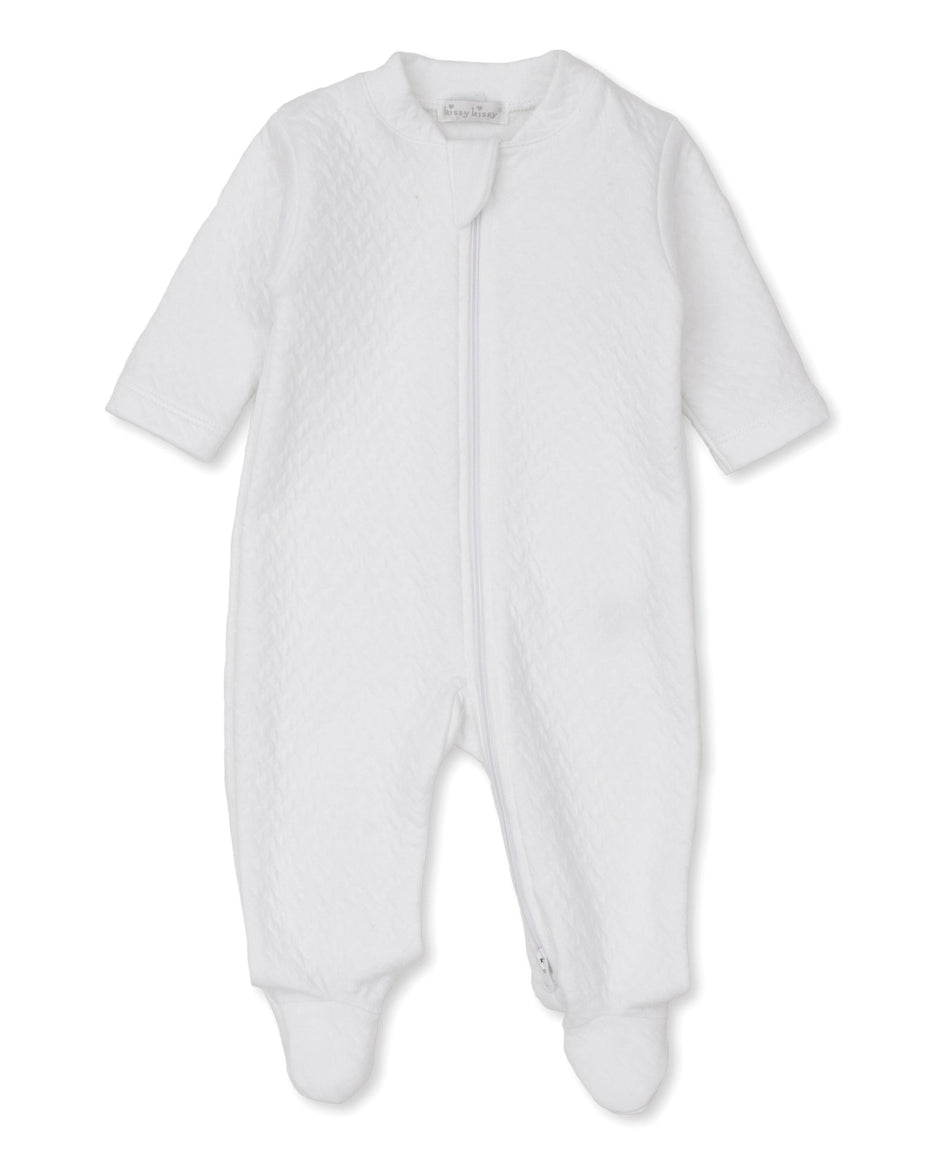 Classic Jacquards White Zip Footie