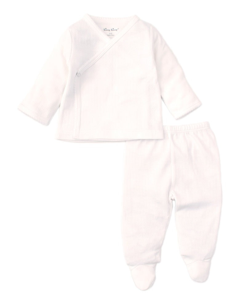 Pointelle Cross Tee and Pant Set Clothing - Infant Kissy Kissy White Premie