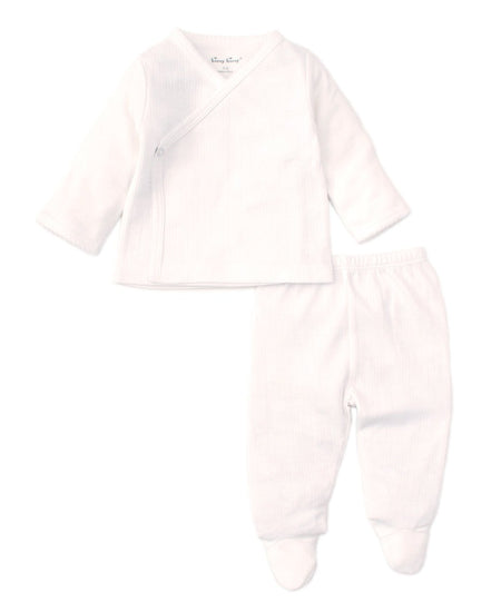 Pointelle Cross Tee and Pant Set Clothing - Infant Kissy Kissy White Premie