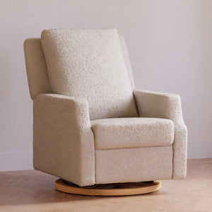 Ivory Boucle with Light Wood Base