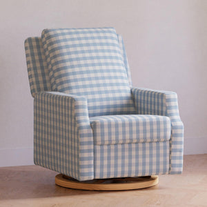 Blue Gingham with Light Wood Base