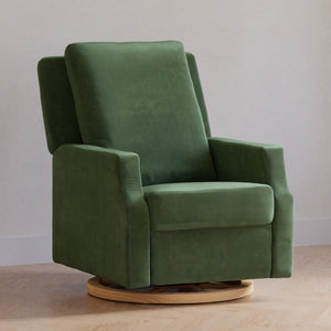 Forest Green Velvet with Light Wood Base