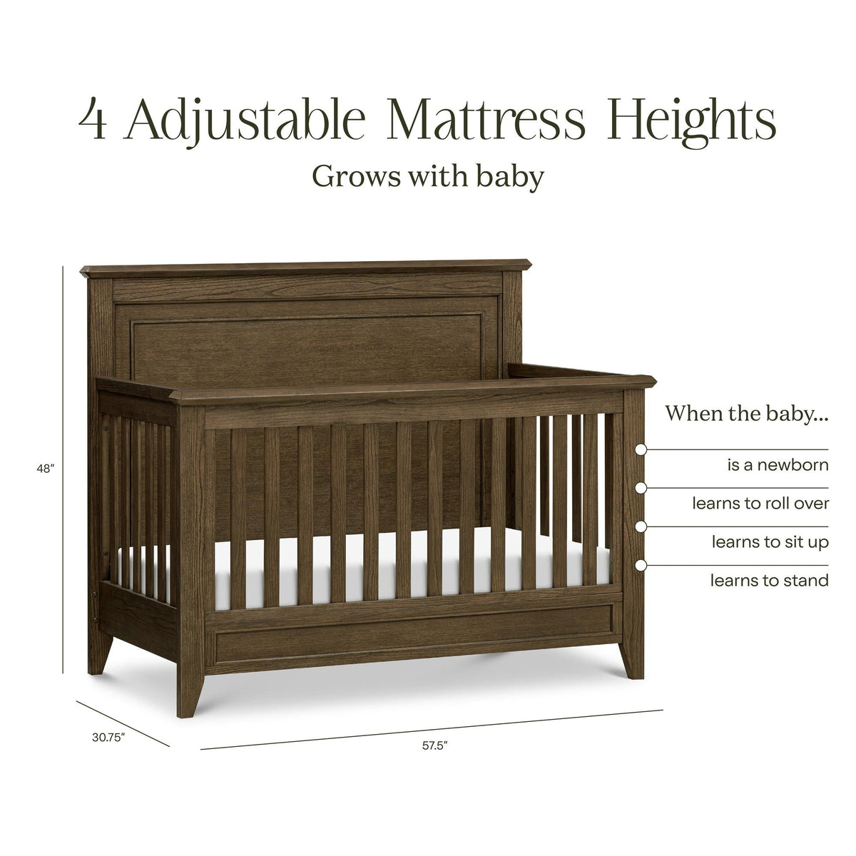Monogram by Namesake Barrow Rustic 4-in-1 Convertible Flat Top Crib Convertible Cribs Namesake
