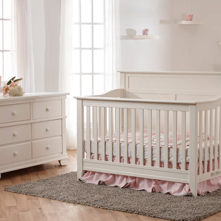 Napoli Flat-Top Forever Crib + Double Dresser Set Crib Sets Pali White