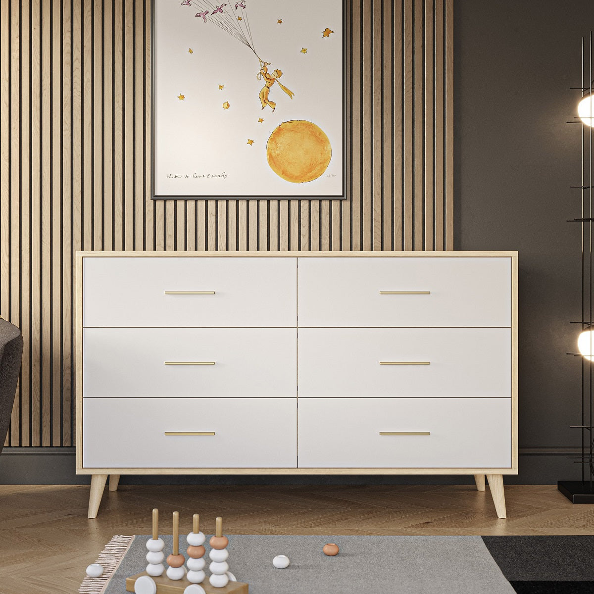 Romina New York Double Dresser Dressers Romina Furniture Bruno Antico Bianco Satinato